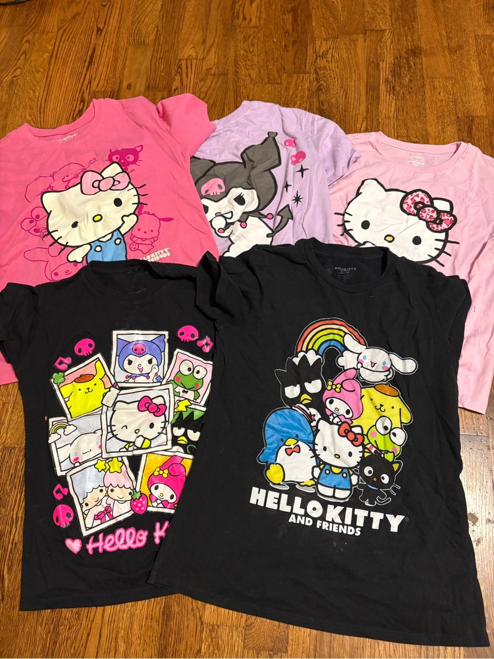 Hello Kitty Short Sleeve Graphic Tees — Pink, Black & Light Purple